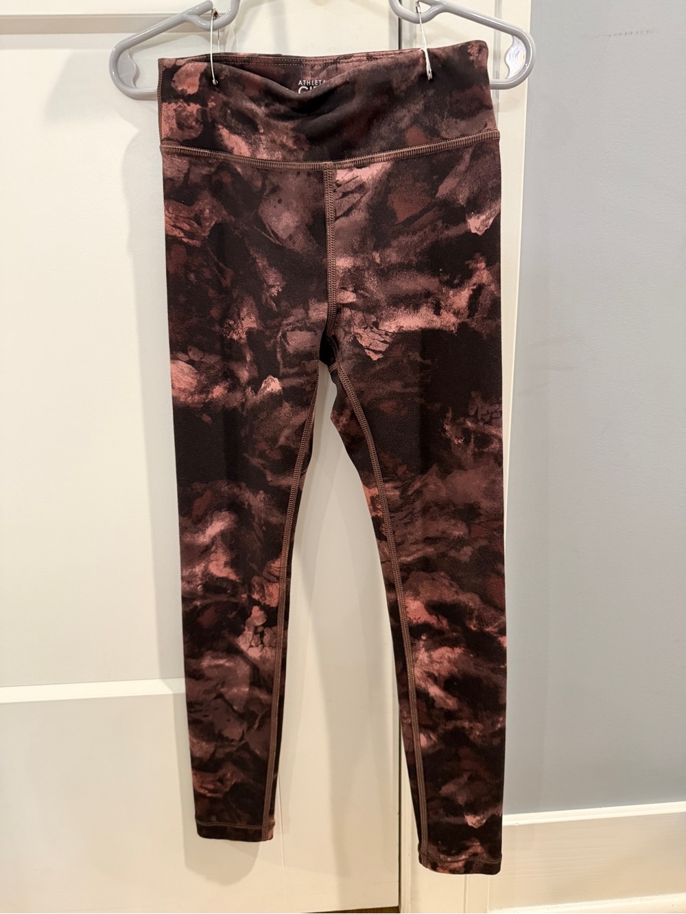 Athleta Kids Printed High-Rise Leggings - Brown Pink Tie-Dye